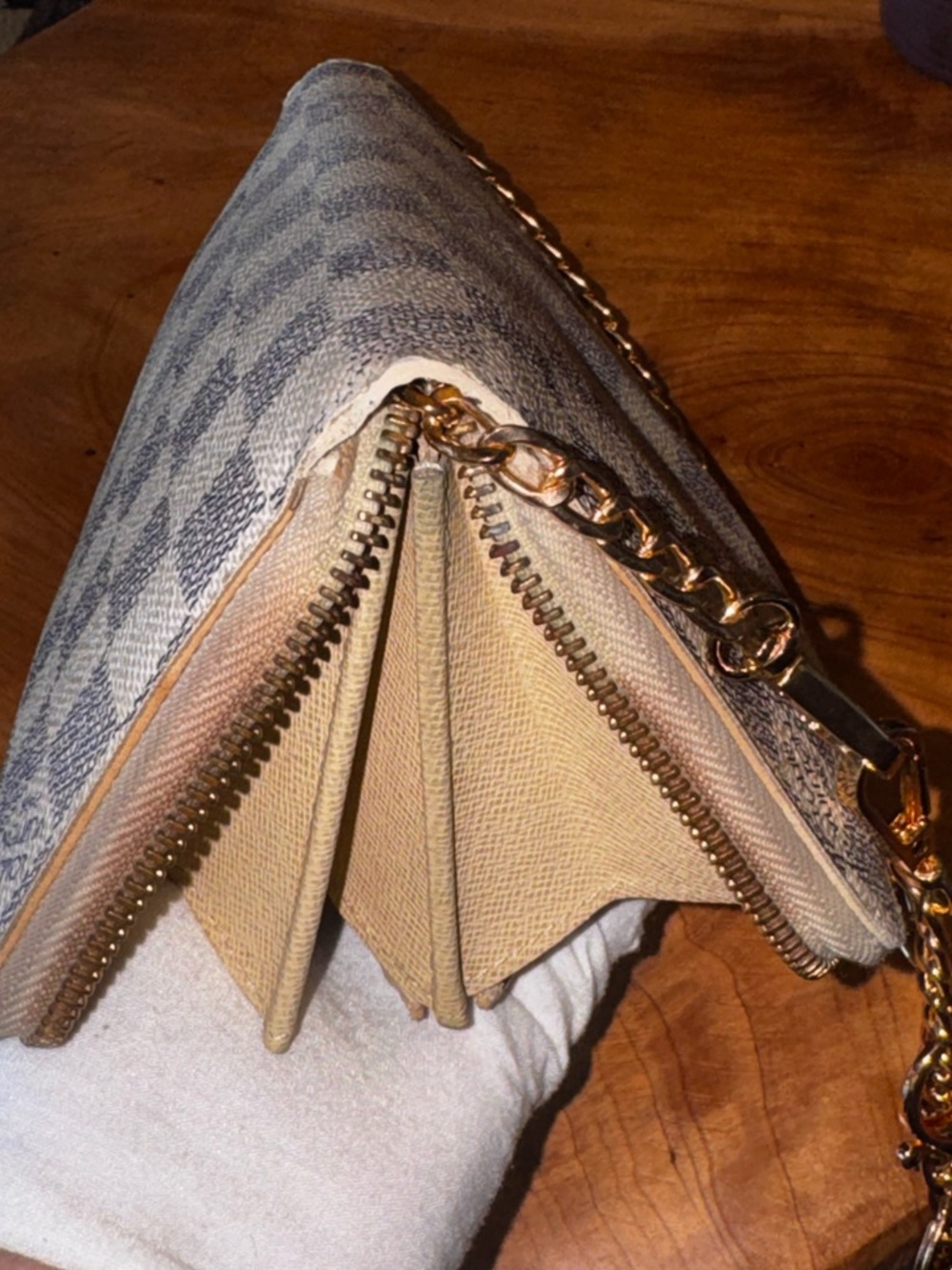 Louis Vuitton AZUR DAMIER zippy wallet vintage with unbranded chain removable - Picture 7 of 14